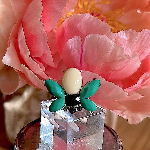 Faceted Crystal & Stone Bee Ring - NEW - Picture 1 of 5